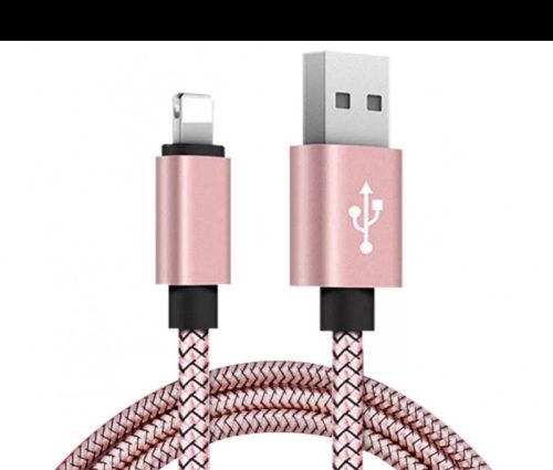 Extra strapabíró 1 méteres Lightning Iphone gyorstöltő és USB adatkábel #Rose Gold