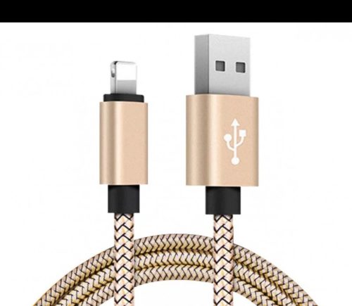 Extra strapabíró 1 méteres Lightning Iphone gyorstöltő és USB adatkábel #Arany