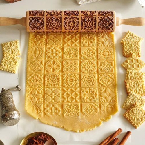 Karácsonyi mintás sodrófa, mintás nyújtófa, kekszmintázó sodrófa #vintage