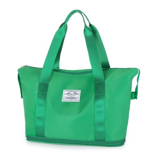 Összehajtható, duplán bővíthető táska, vízálló kézitáska zöld