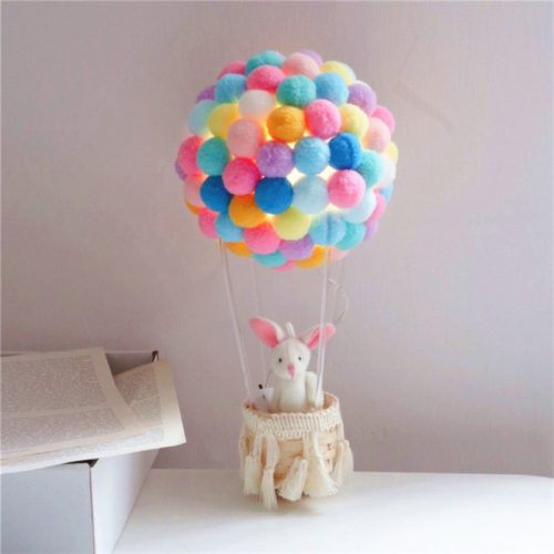 Hőlégballonos éjjeli fény készítő szett #Színes hőlégballonos éjjeli fény nyuszival
