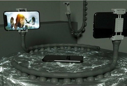 Tapadókorongos, flexibilis kukac telefontartó #Fekete