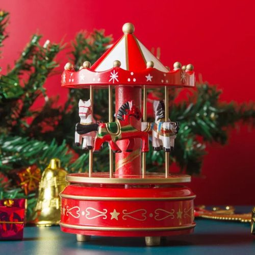 Zenélő karácsonyi körhinta dekoráció Piros