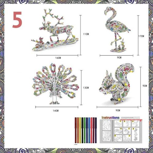 Színezhető 3D puzzle #szarvas
