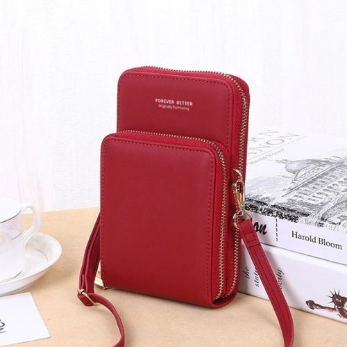 Cipzáros crossbody, női táska #Bordó