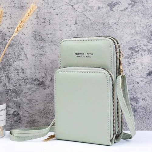 Női kis táska, mobil táska világos zöld