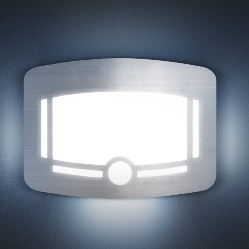 Phenom Irányfény mozgásérzékelővel, fényszenzorral - 4 x AA - szálcsiszolt ezüst