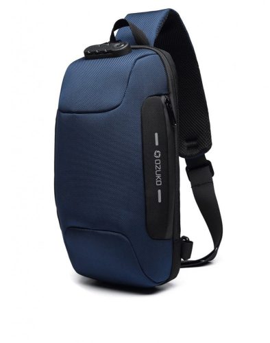 OZUKO biztonsági záras hátizsák (18×10×35 cm) Kék