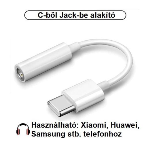 Telefon Type-C-ből Jack 3.5 mm-be való átalakító #Fehér