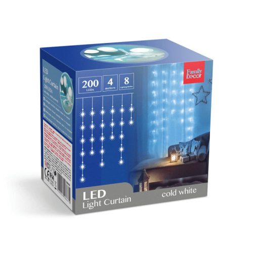 200 LED-es fényfüzér 4,2 m 8 programmal #Középfehér