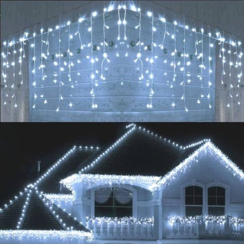 180 LED-es 8 programos karácsonyi jégcsap fényfüzér hidegfehér