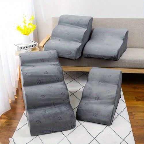 Puha, vízálló kutyalépcső #Sötétszürke dombornyomott lábnyomok - Harmadik Emelet: 60*33*30cm