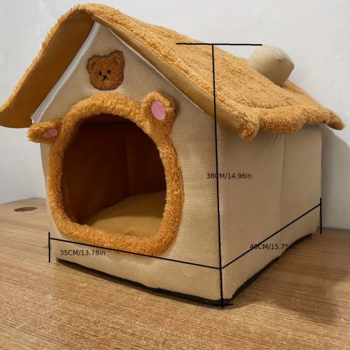 Kényelmes összecsukható háziállat-ház macskáknak és kistestű kutyáknak #M【39.88*34.8*38.1 cm】