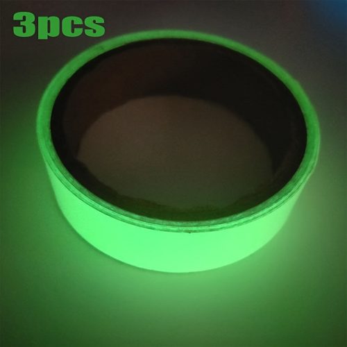 3db - Színes, sötétben világító szalag, öntapadós fluoreszkáló ragasztó #3,0 méter - Zöld - 3 db