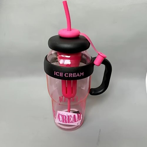 Nagy kapacitású 1200 ml-es műanyag sport vizespalack fogantyúval és szívószállal #Rózsavörös