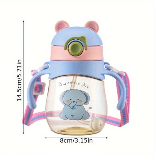 Aranyos Rajzfilm Vizespalack Szívószállal 300 ML #Kék
