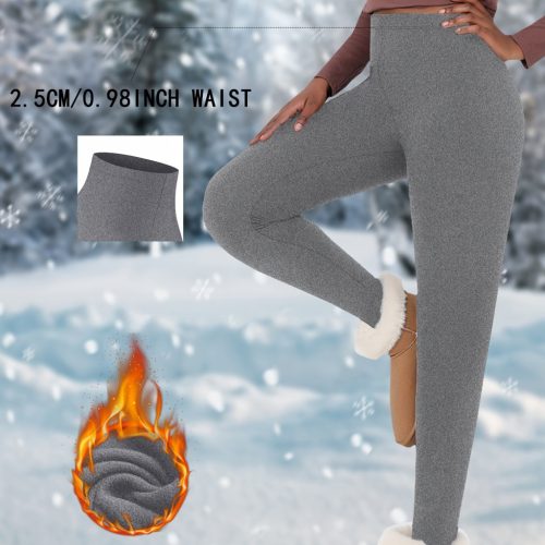 Női termo polár leggings, 2,5 cm-es derékbőséggel #Heather Grey - XS
