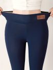 Női magas derekú polár bélésű leggings téli sportokhoz, fitneszhez és jógához #Tengerészkék - XXL