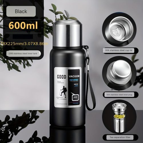 Vákuum Szigetelt Rozsdamentes Acél termosz #Fekete 600ml