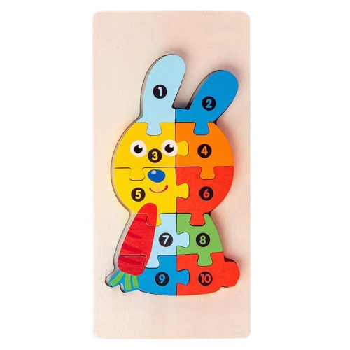 3D-s Montessori fa puzzle játék #Nyuszi