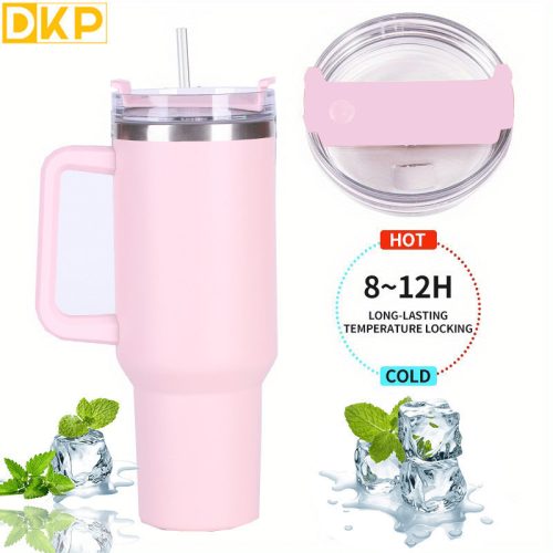 Duplafalú rozsdamentes acél vizespalack, 1l #Babarózsaszín