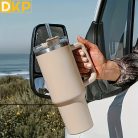 Duplafalú rozsdamentes acél vizespalack, 1l #Babarózsaszín